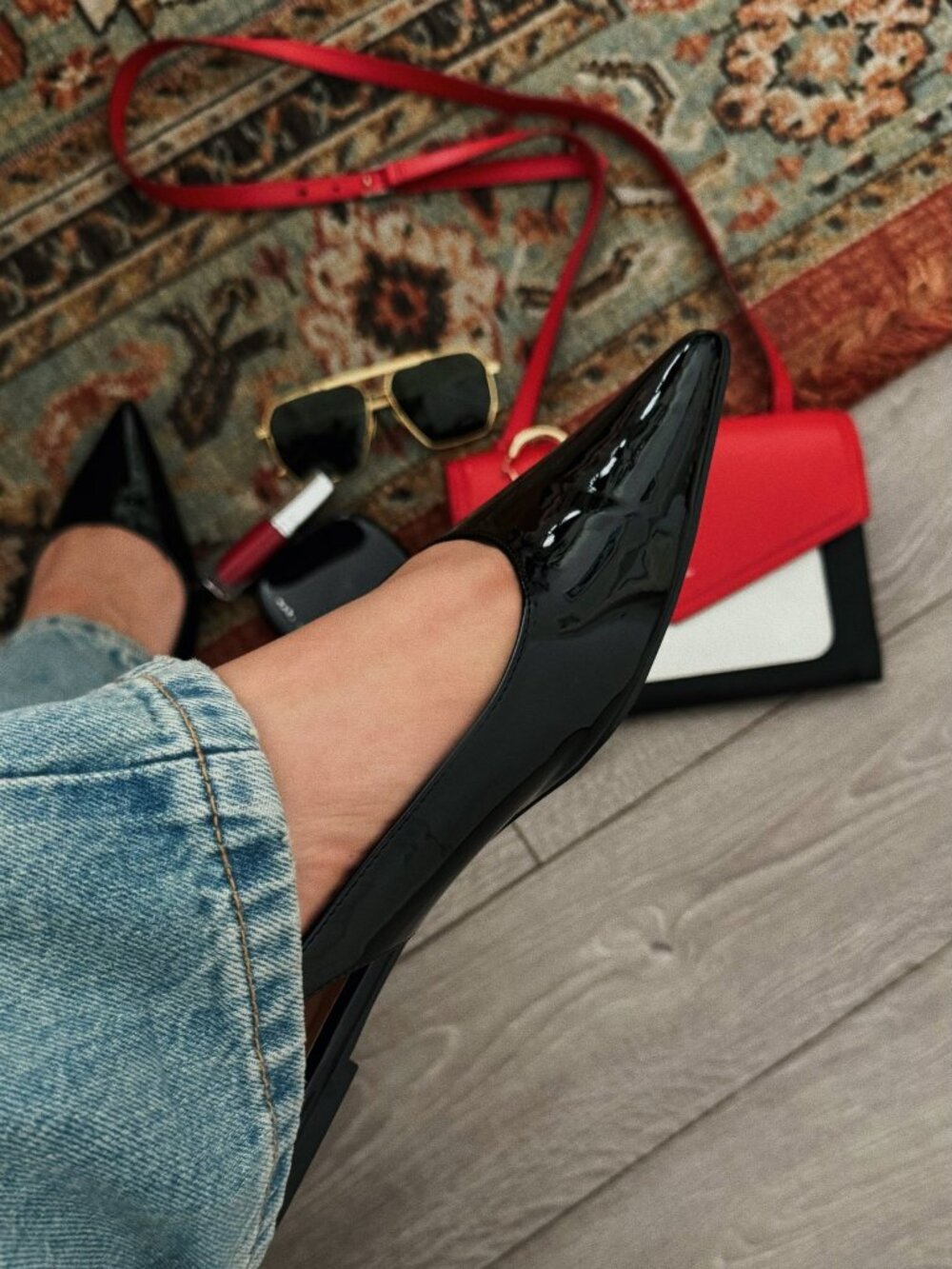 New Black Pointed Closed Toe Slingback Flats Mules Ballet Ballerina Shoes